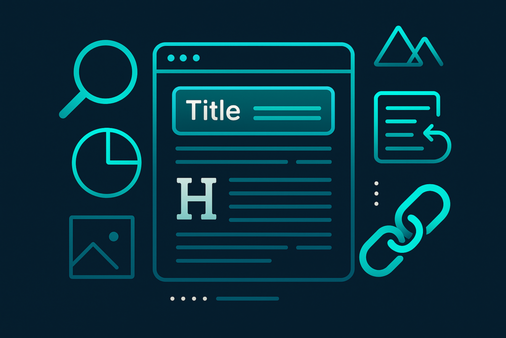 Ilustrație despre optimizare on-page SEO pentru pagini și articole