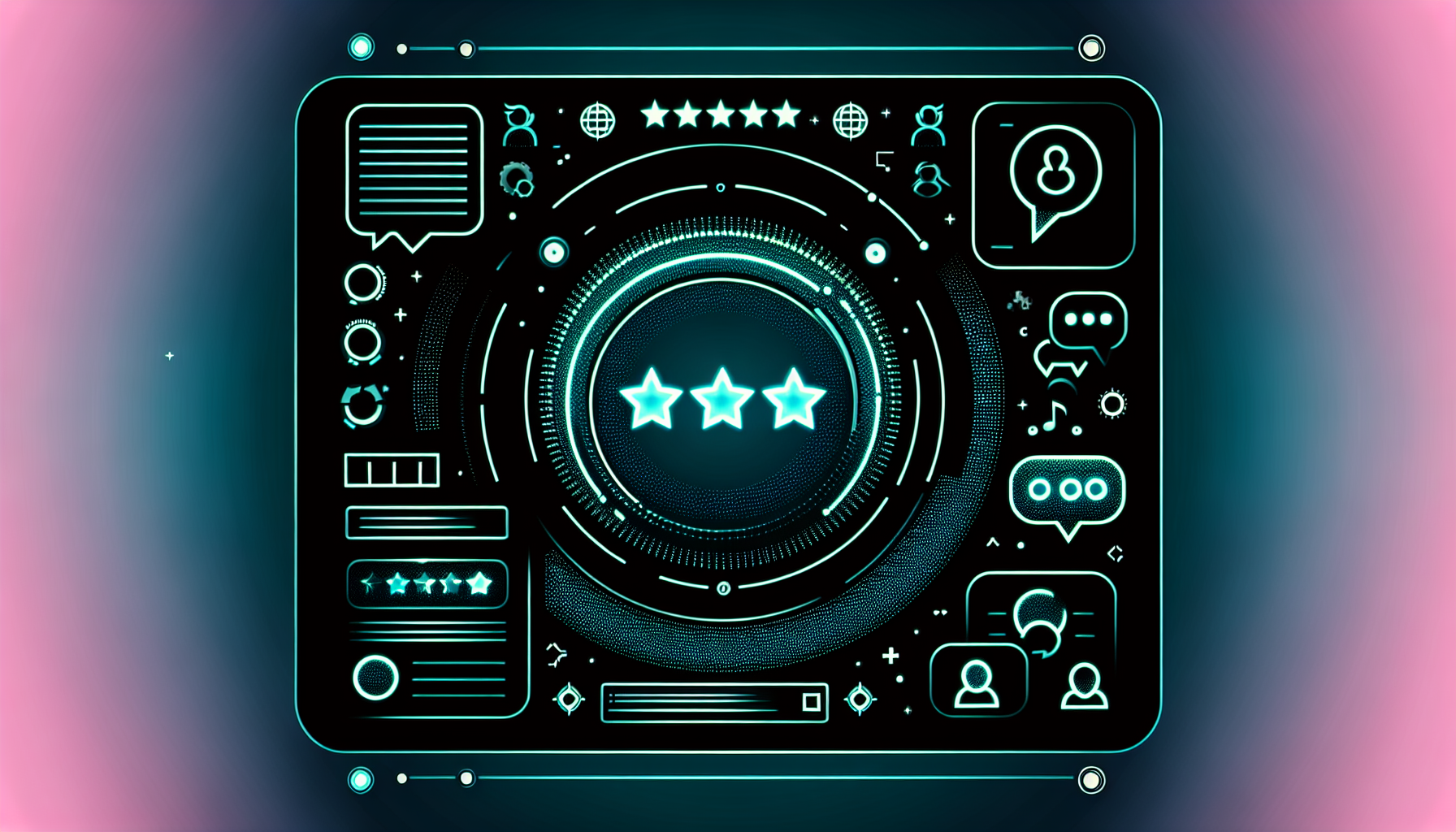 Neon-Illustration: 5-Sterne-Bewertungen und Testimonials