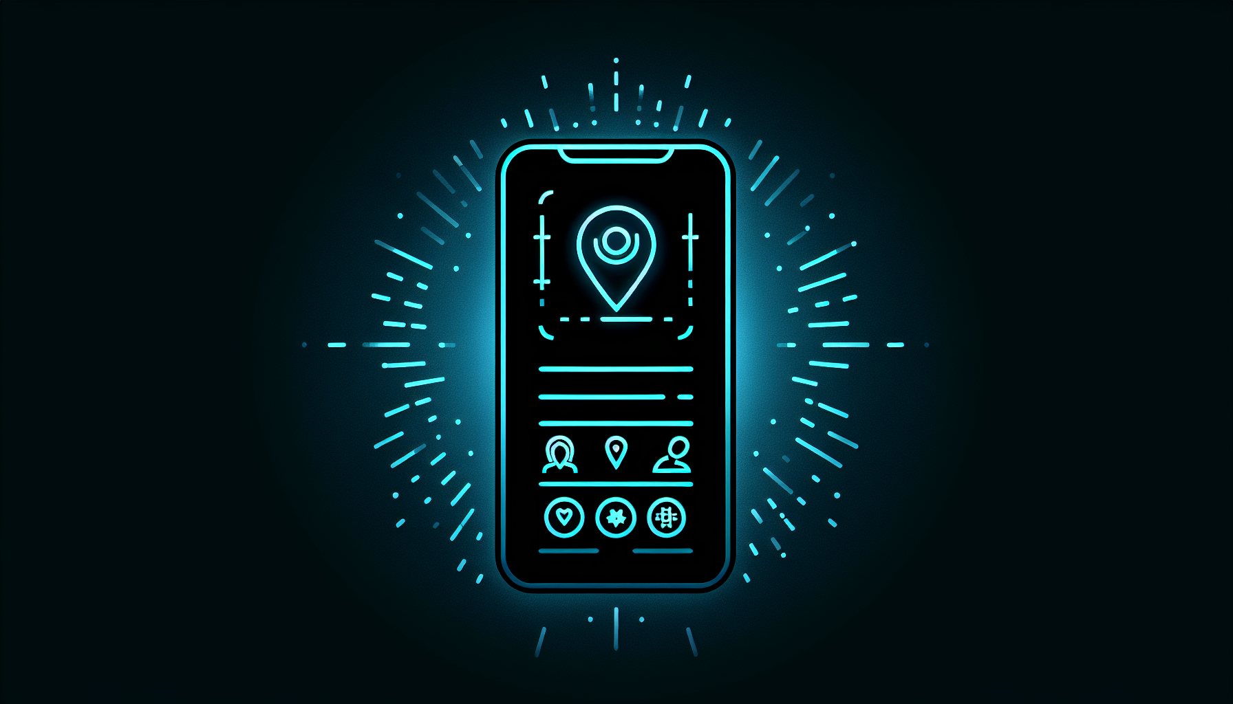 Neon-Illustration: Smartphone mit Google Business Profile einer Zahnarztpraxis