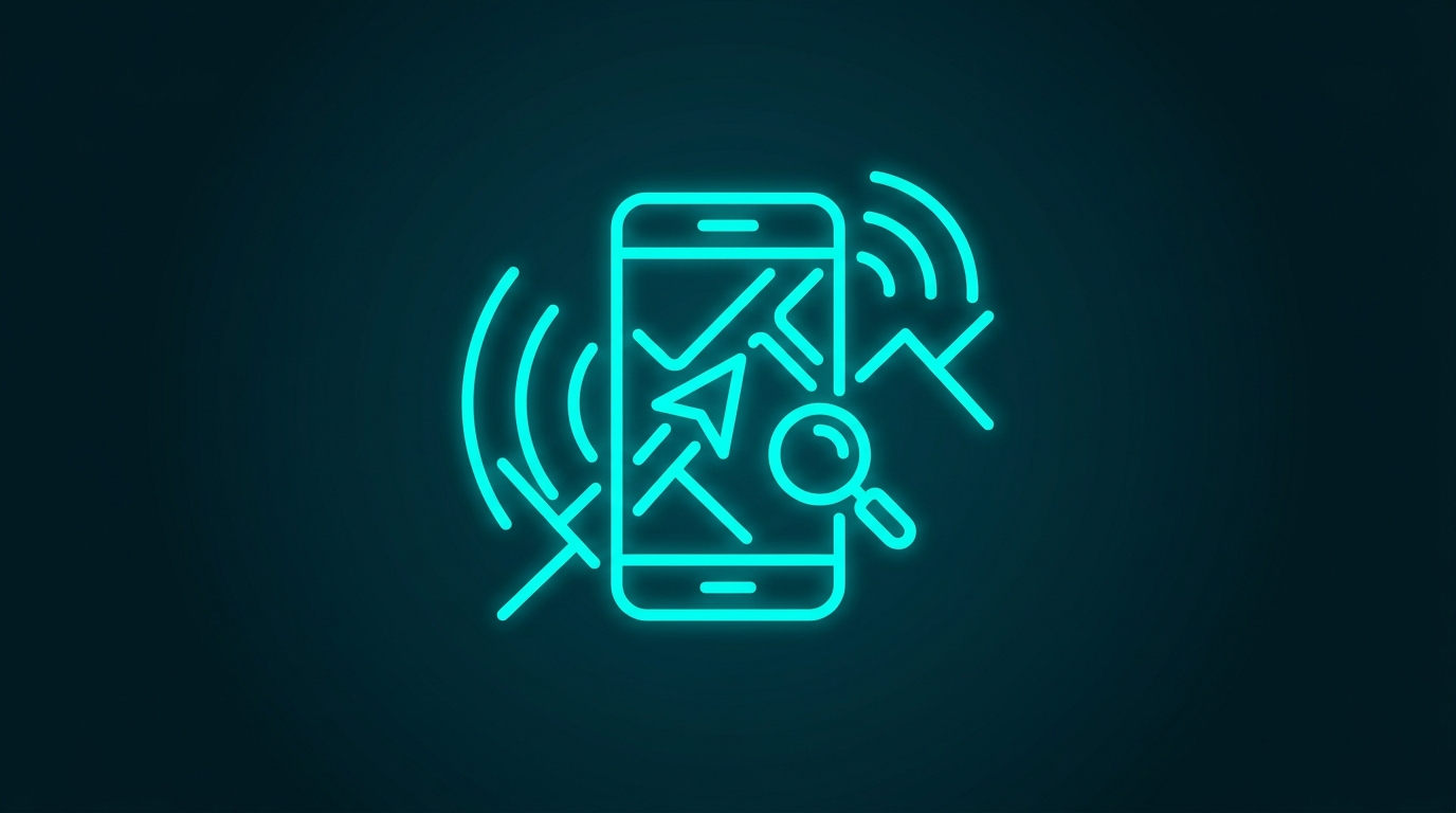 Ilustrație: smartphone cu hartă, GPS și icon de căutare pentru căutări mobile locale