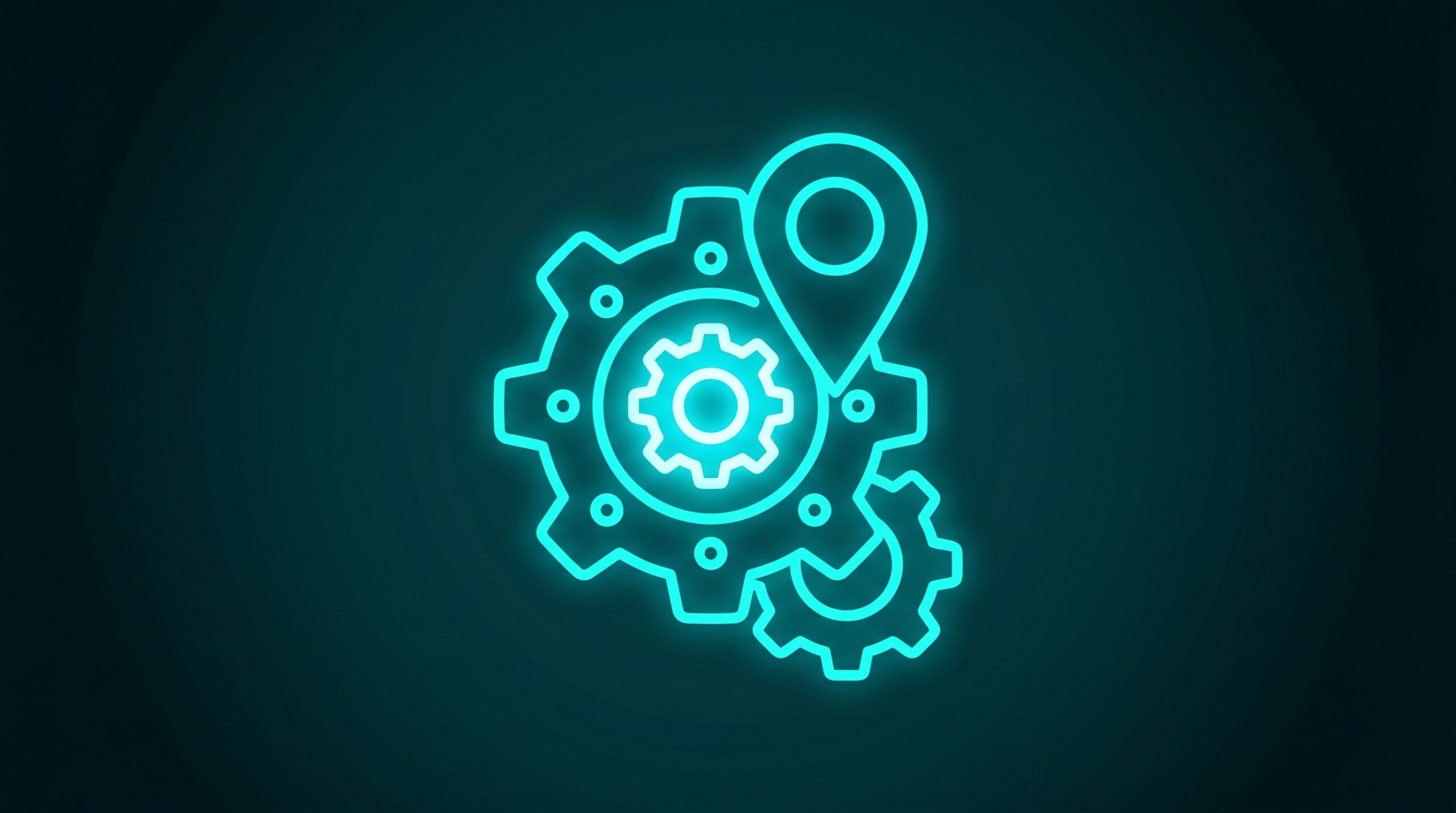 Ilustrație: roți dințate și pin de locație pentru optimizare SEO local