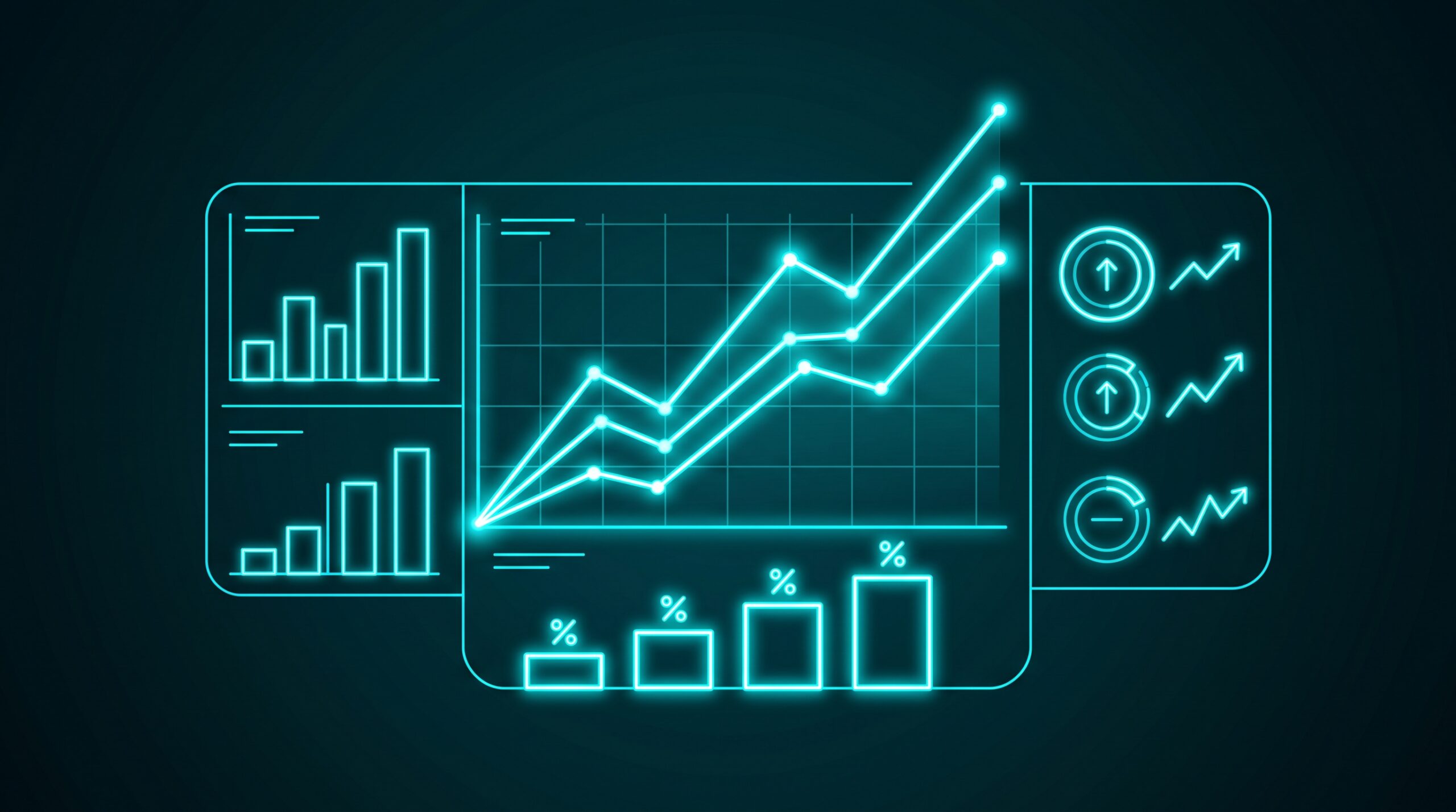 Dashboard analytics cu grafice de creștere pentru monitorizarea metricilor cheie Meta Ads