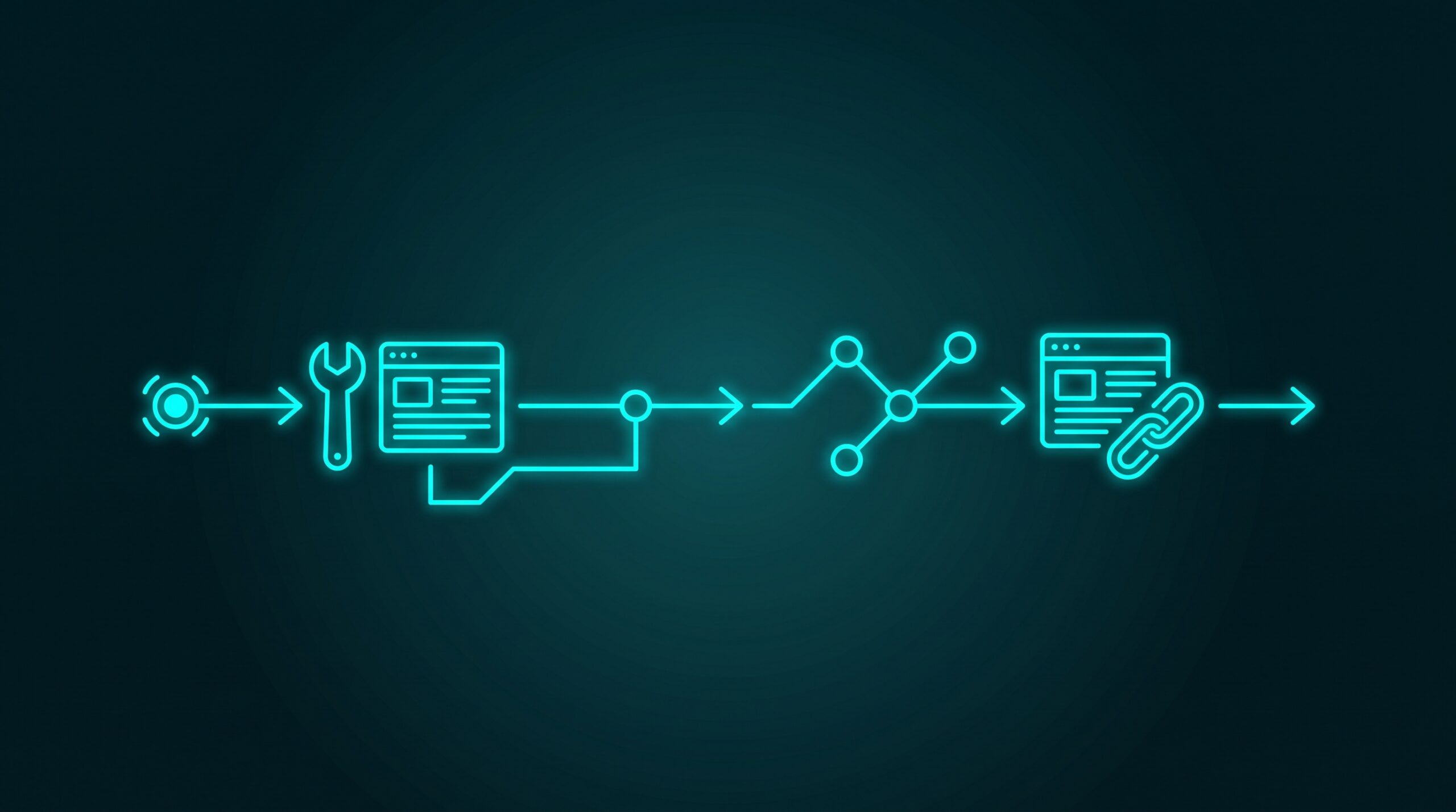 Ilustrație neon: proces SEO și roadmap pe 30–90 de zile