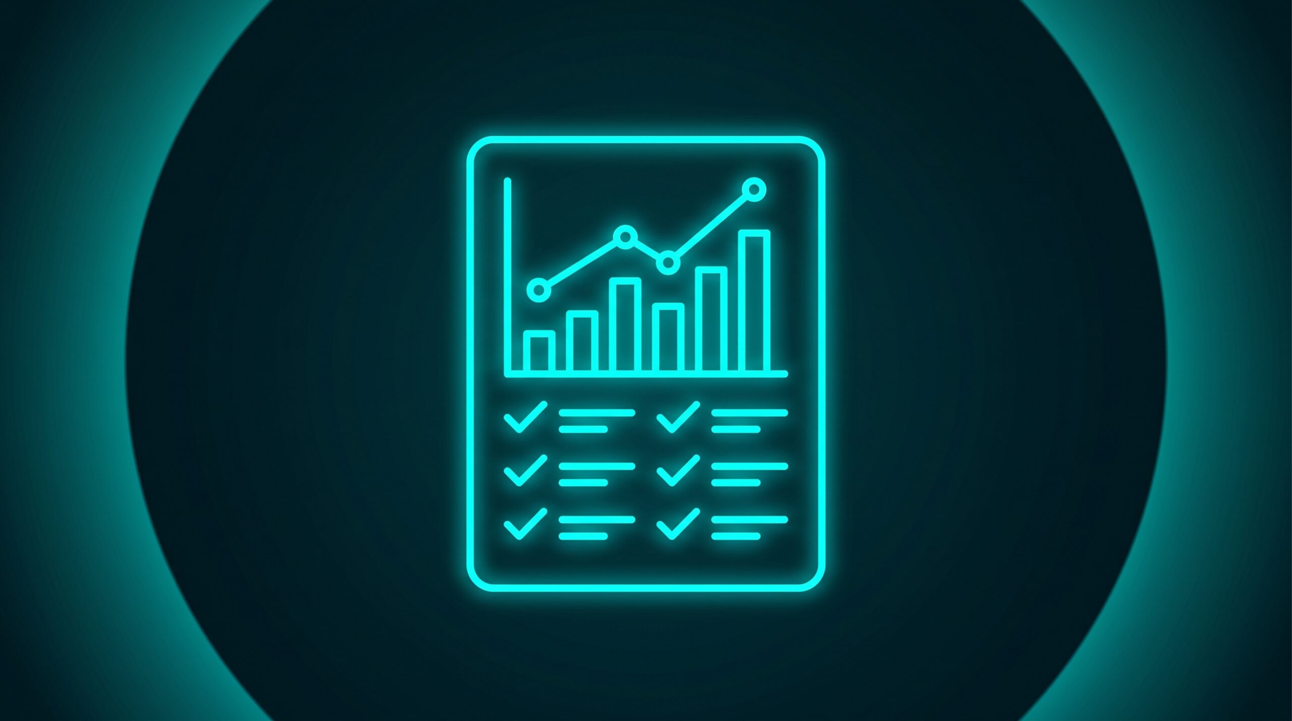 Ilustrație neon: livrabile SEO lunare și raportare KPI