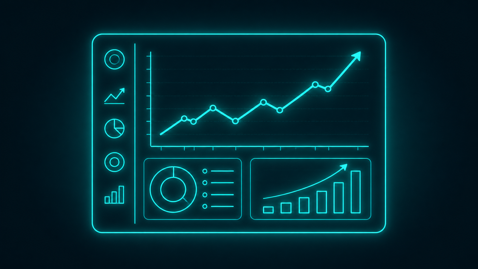 Dashboard analytics cu grafic ascendent - măsurare rezultate SEO